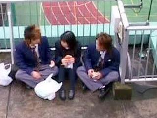 Japanese Schoolgirls Get Fucked in Public by Two Nippon Studs